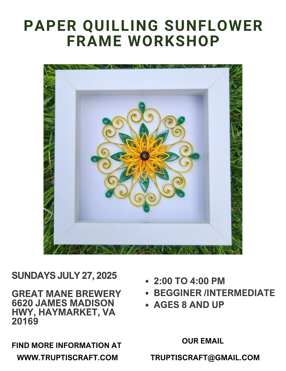 Paper Quilling Sunflower Frame Workshop