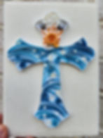 Paper Quilling Cross, Sea themed art, Beach House Decor Religious Gift, First Communion Gift, Cross wall art