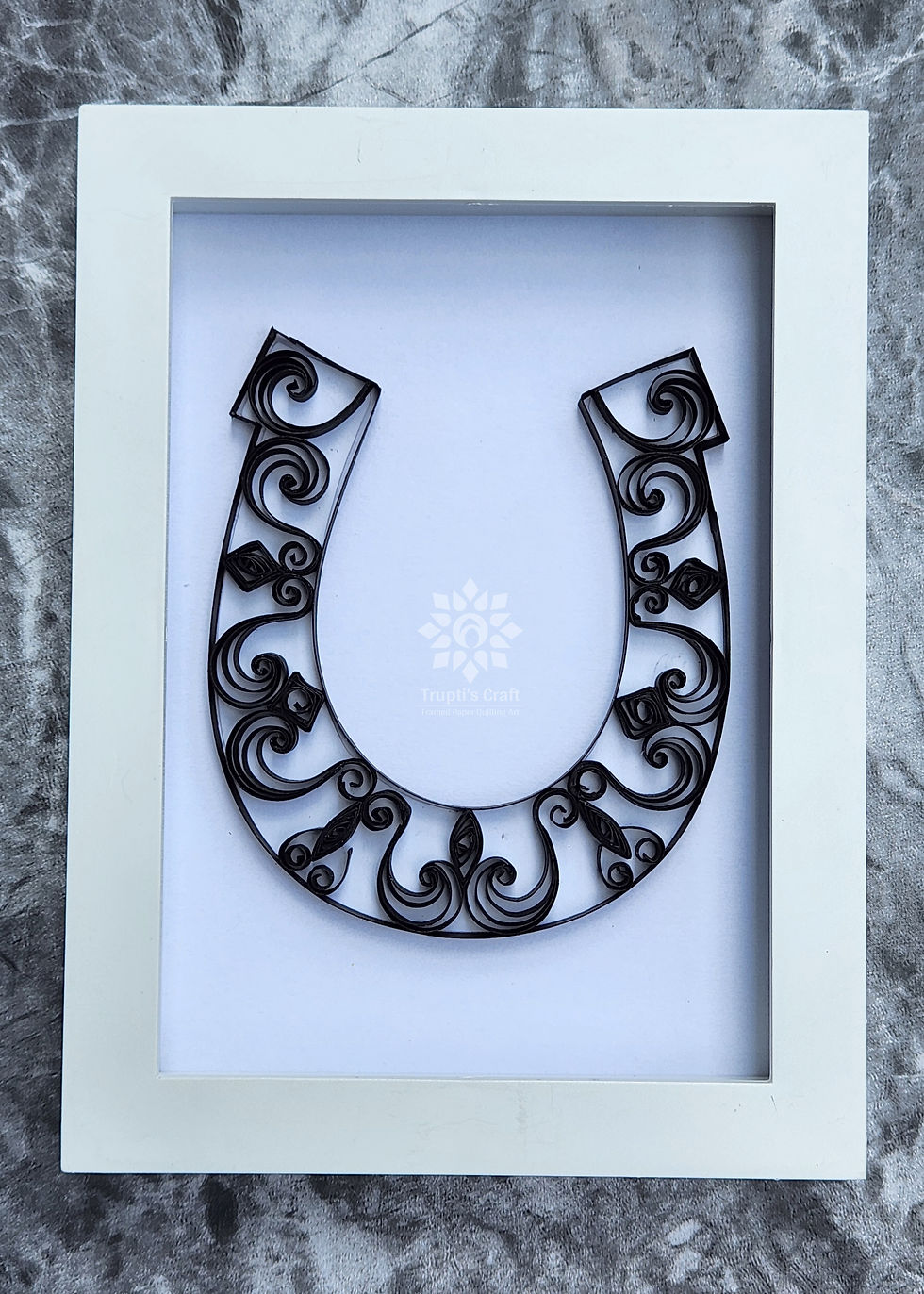 Thumbnail: Paper Quilling Horse Shoe wall art, Horse Shoe good luck charm art, gift for horse lovers, horse rider