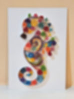 ocean décor, handmade marine life frame, beach-themed wall art,  handcrafted seahorse gift, nautical-inspired décor, unique