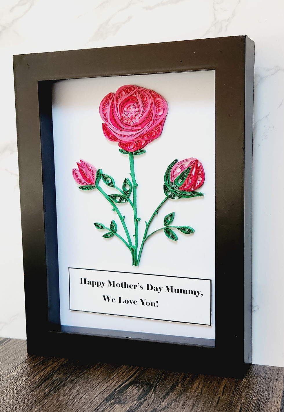 Thumbnail: Framed Paper Quilling Rose, Quilling rose wall art, Valentine's Day gift