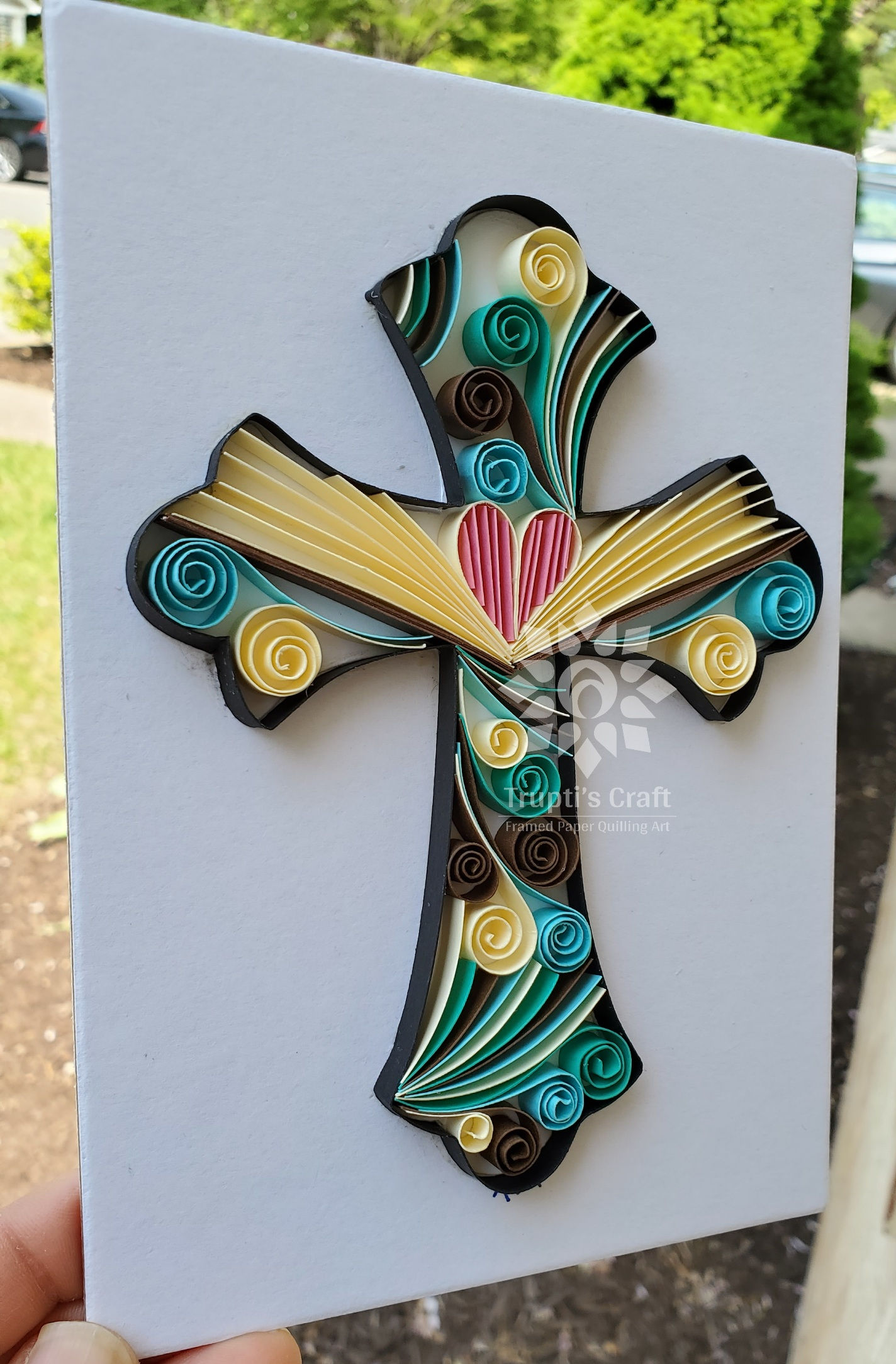 Paper Quilling Cross, Cross Wall decor, Religious Gift, Quilling Gift, Quilling Wall Decor