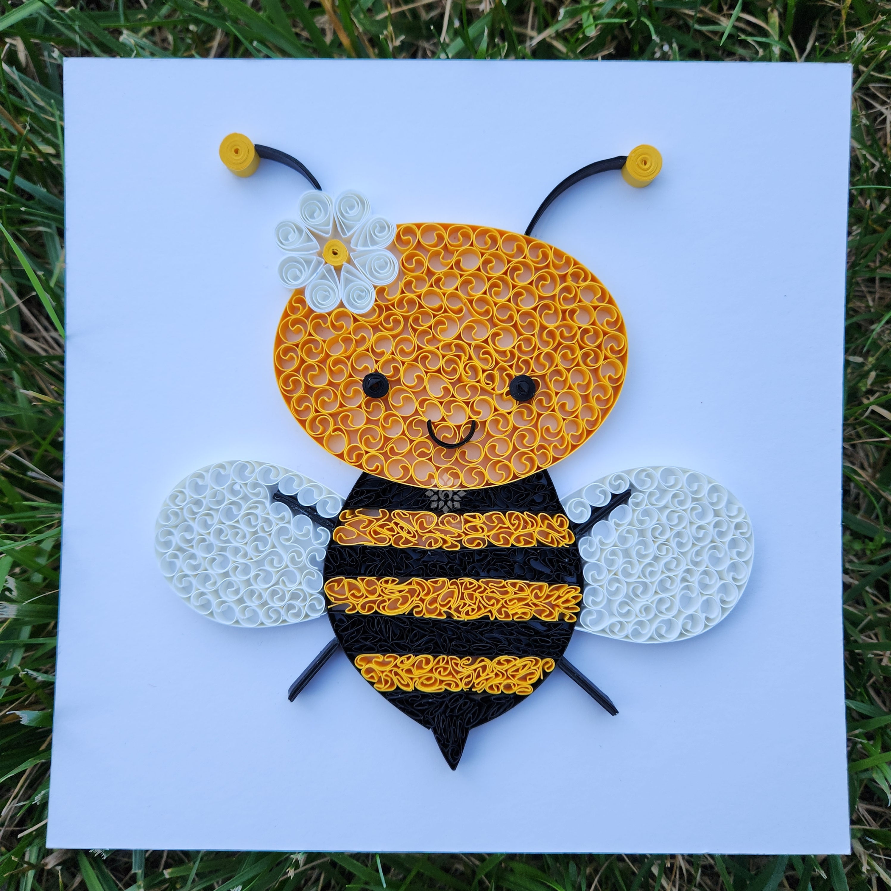 Paper Quilling Bumble Bee with Flower Frame