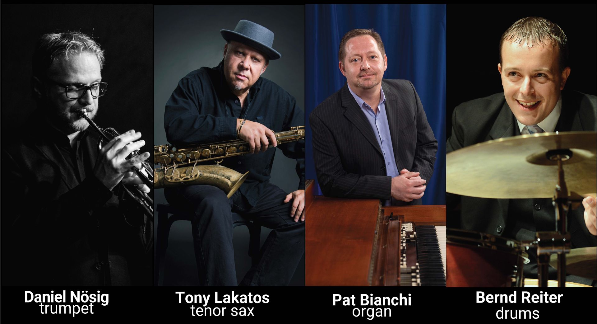 Daniel Nösig/Tony Lakatos/Pat Bianchi/Bernd Reiter “Tribute To The Giants Of Jazz” artwork from ZWE