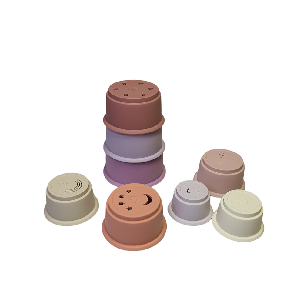 Thumbnail: Silicone Stacking Cups - Silicone Stacking Cup Toy - Toria & Tine - www.toriaandtine.com