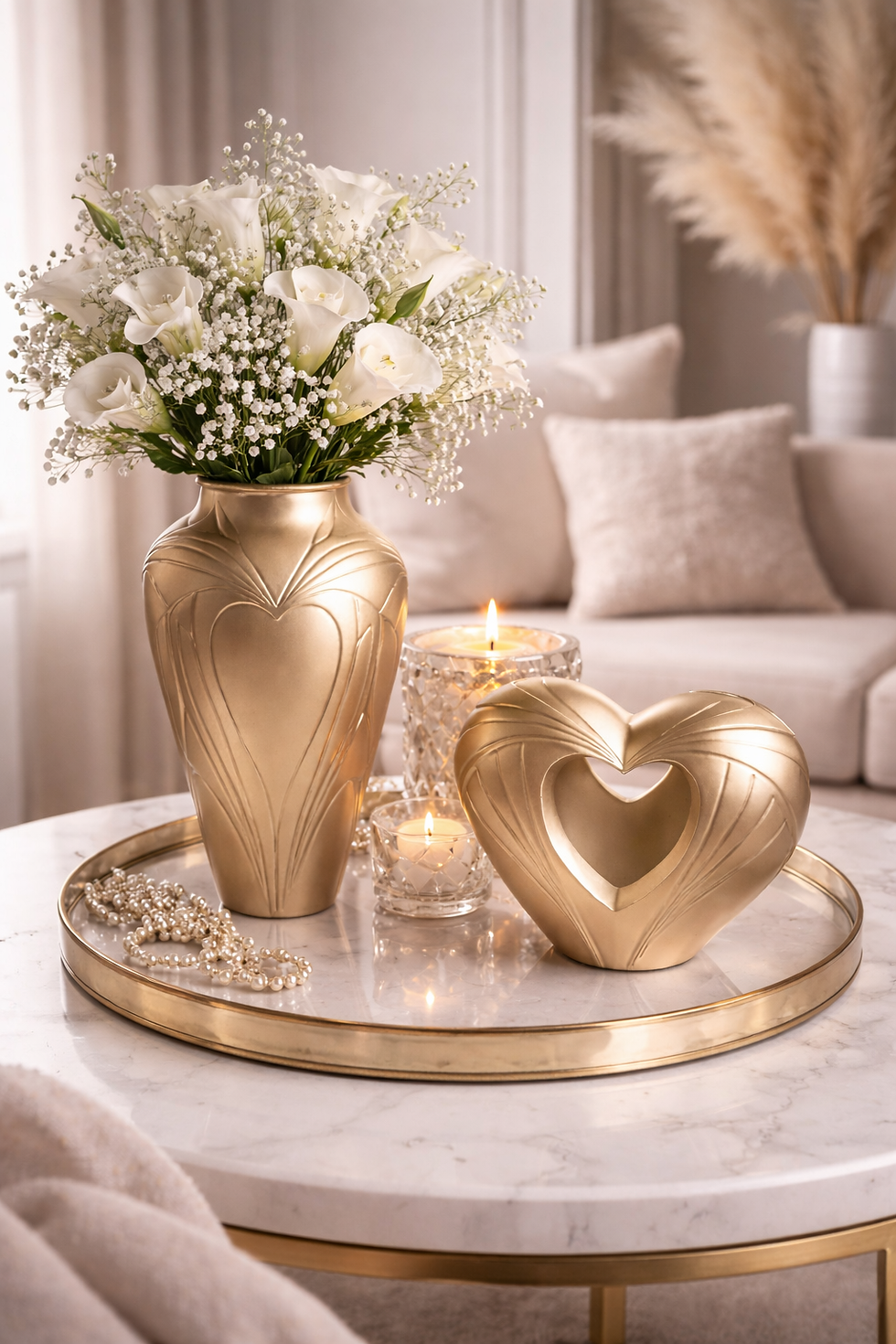 Eleganze Aurelia Teelichthalter in Goldoptik mit edlen Linien modernes 3D Druck Deko Objekt