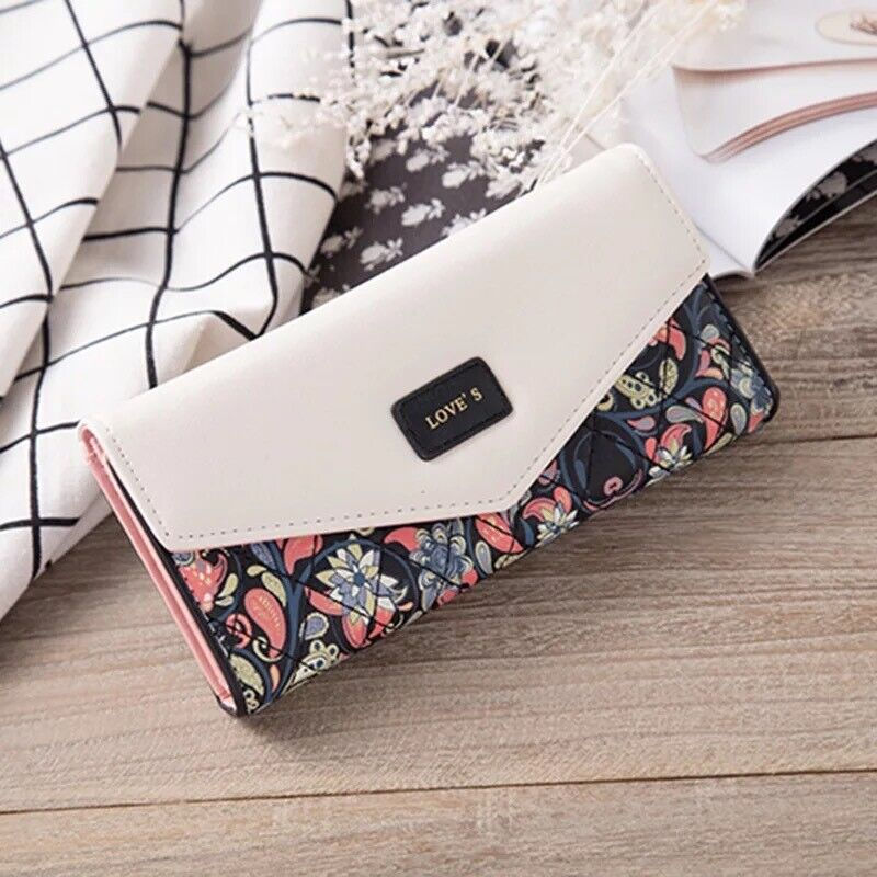 Thumbnail: Fashion Women Leather Envelope Clutch Wallet Long Card Holder Purse Bag Handbag