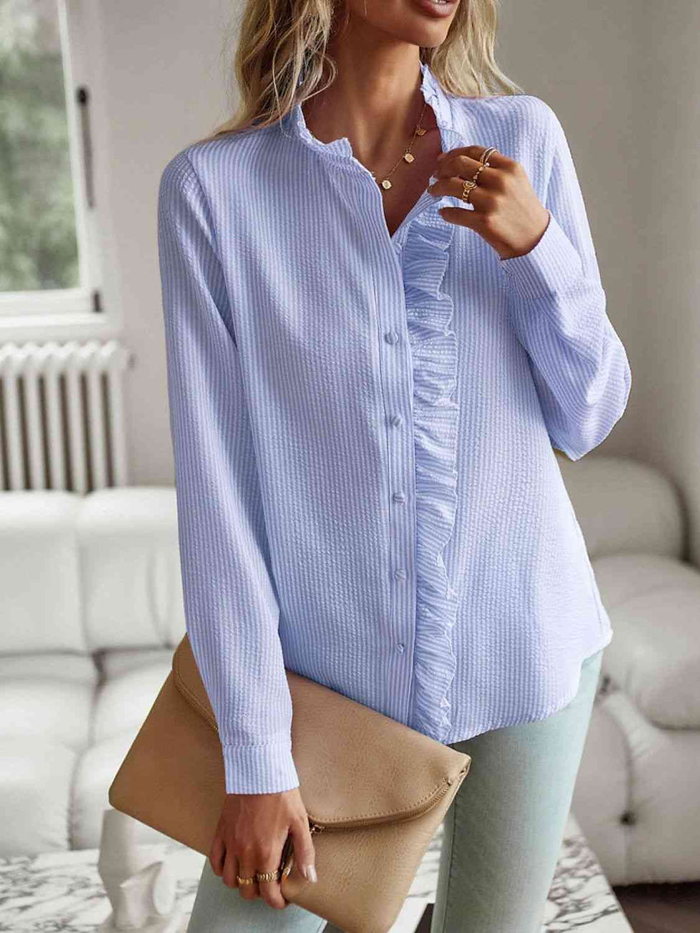 Thumbnail: Nat Ruffle Trim Shirt