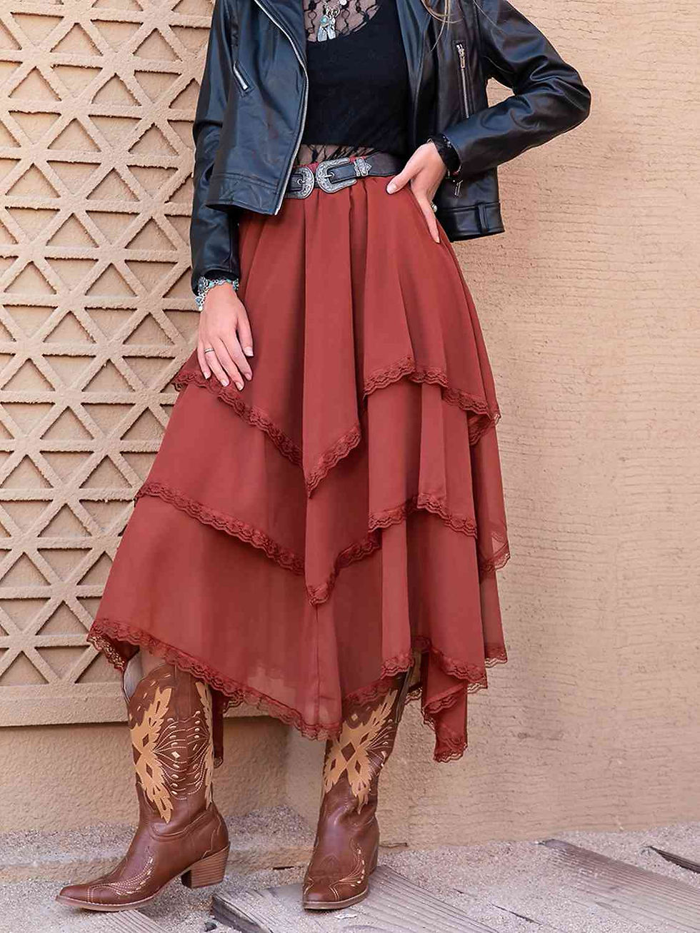 Thumbnail: Tasha Tiered Midi Skirt-