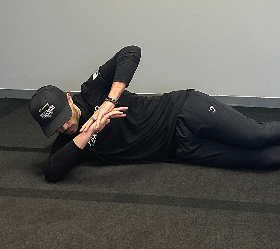 The sleeper stretch, pictured above, is a stretch that needs to be left in the past due to its compressive forces on the anterior shoulder.