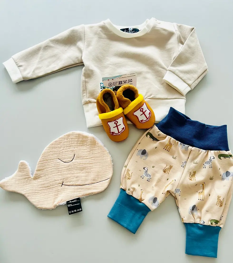 Miniaturbild: baby-geschenkset-safari-meer-50-56-pullover-hose-puschen-wal-waschlappen-kuestenfieber.webp Baby-Geschenkset Größe 50/56: Pul