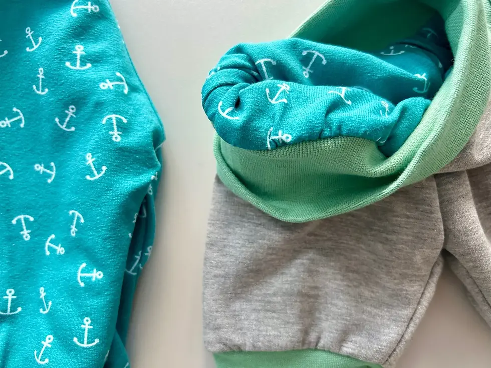 Miniaturbild: Wendehose für Babys und Kinder – Ankerliebe trifft Strandgeflüster, zwei Designs in einer Hose, OEKO-TEX Baumwolle, handmade.