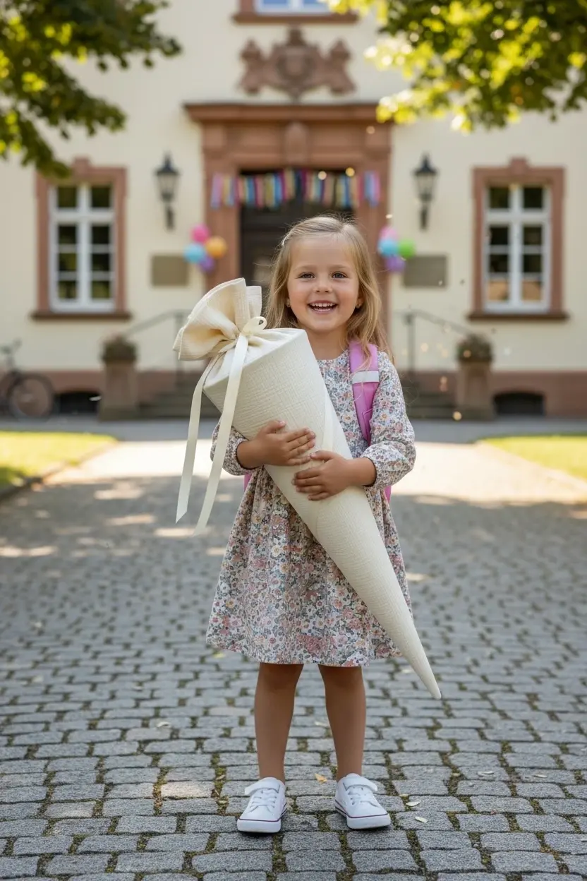 Miniaturbild: Musselin Schultüte Beige Skandi in zwei Größen