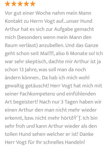 Fünf Sterne Kundenrezension für Canine Soulutions