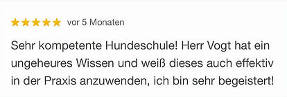 Fünf Sterne Kundenrezension für Hundeschule Canine Soulutions