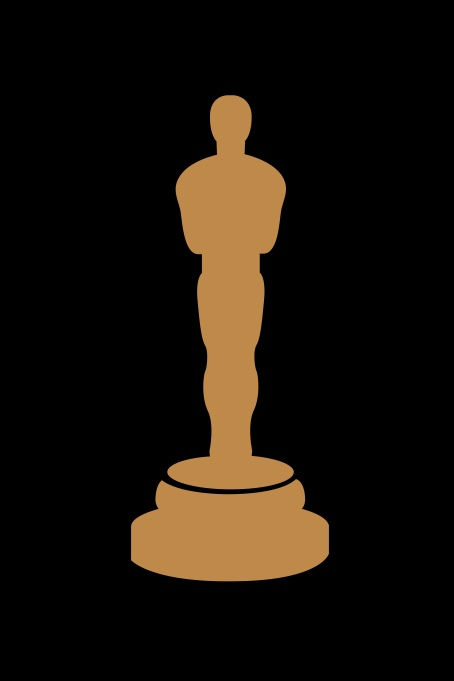 A gold statue resembling an Oscar award stands on a black background, showcasing elegant lines and a smooth finish, exuding a sense of prestige.