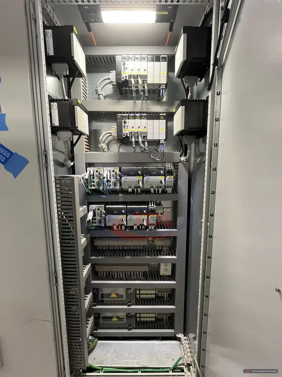 Boiler control cabinet with redundant ControlLogix chassis and 1715 redundant I/O adapters at Golden Pass LNG