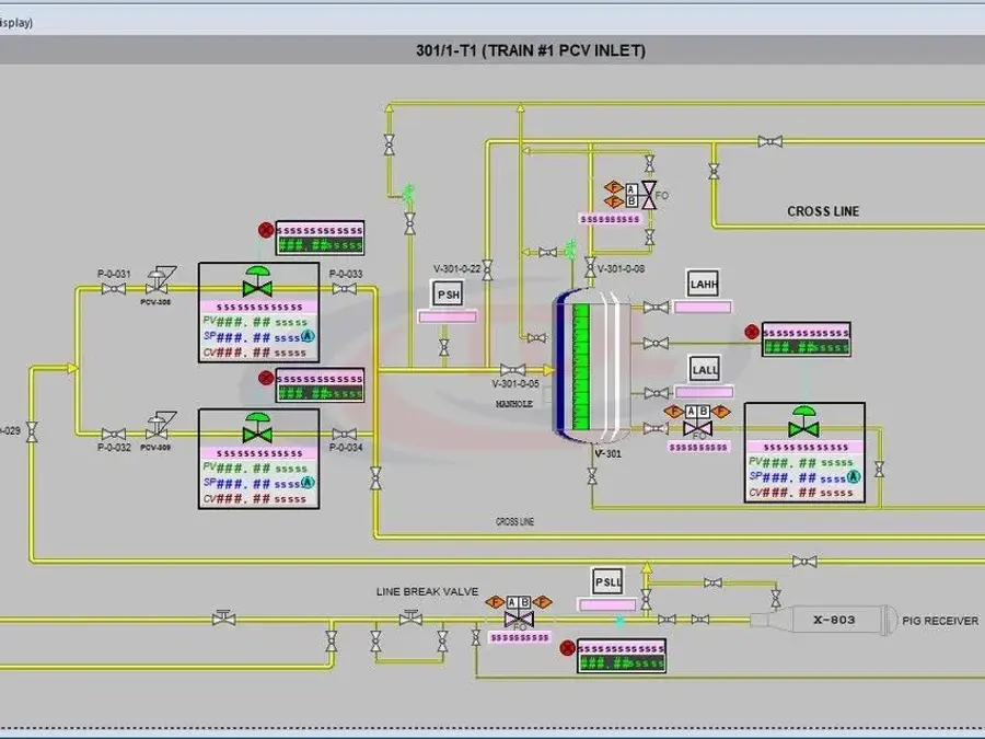 Gas distribution station HMI overview screen