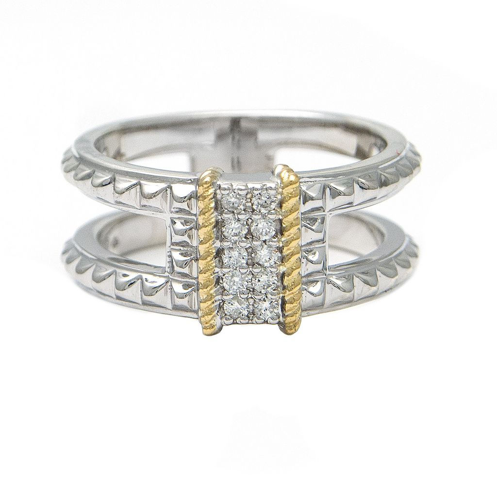 Silver and 18K Diamond Ring