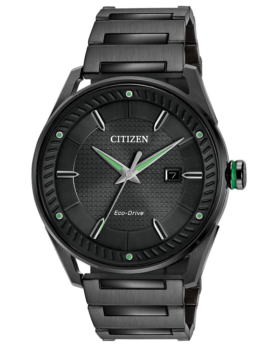 Citizen Eco-Drive with Black Dial and Green Accents BM6985-55E $275.00