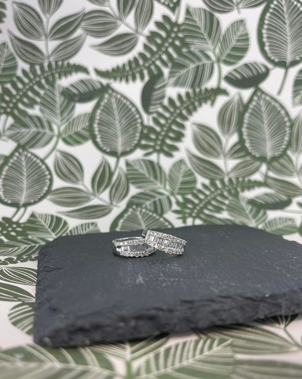 14K White Gold Diamond Baguette Hoop Earrings $2,695