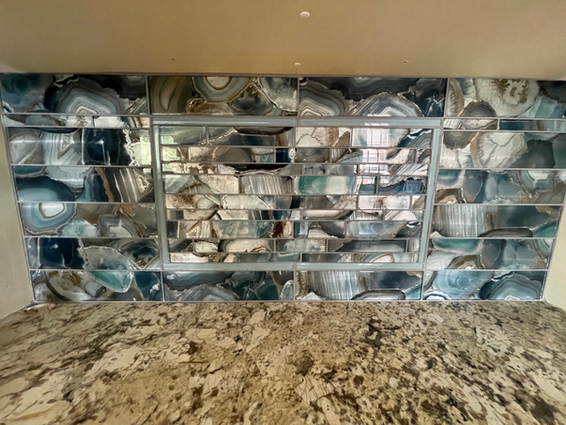 Picture frame glass tile backsplash Bay Head, NJ