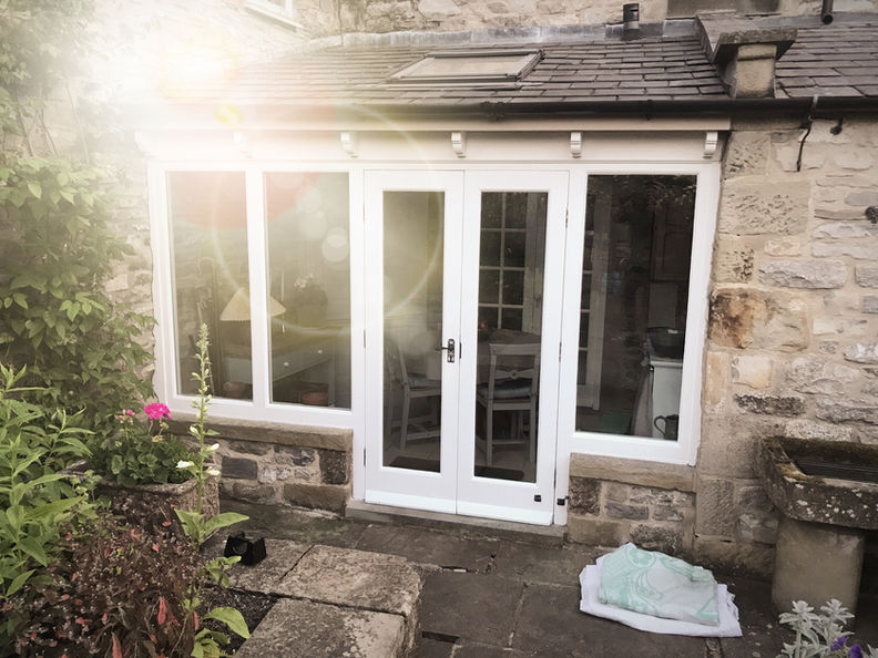Cottage Bakewell Derbyshire Dales - Patio Door & Window Painting, Little Greene Loft White, Roman Plaster