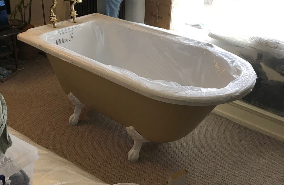 Painted bath, Farrow & Ball, Estate Eggshell, Hay