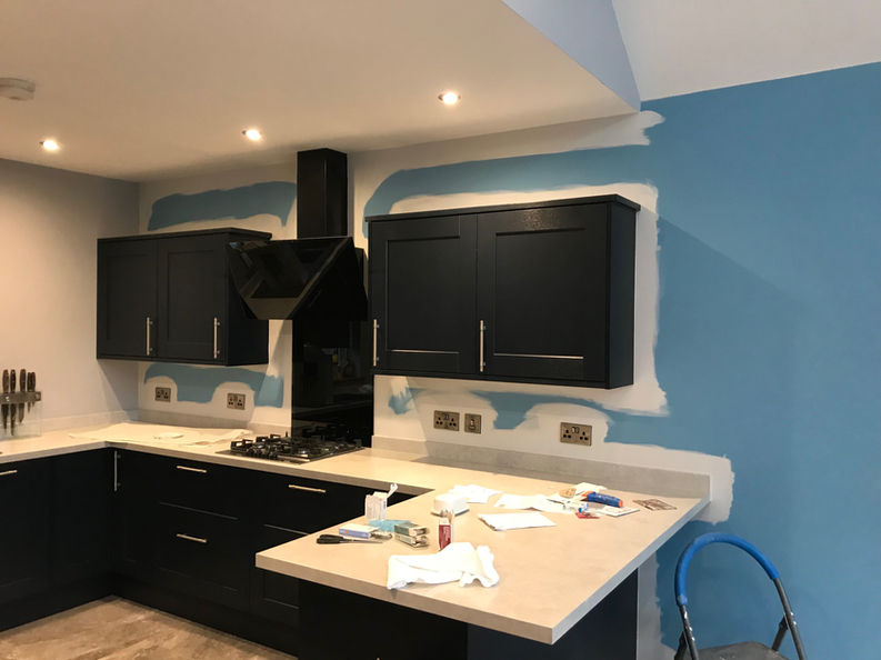 Kitchen & Living Area Painting Little Greene French Grey Darley Dale Matlock