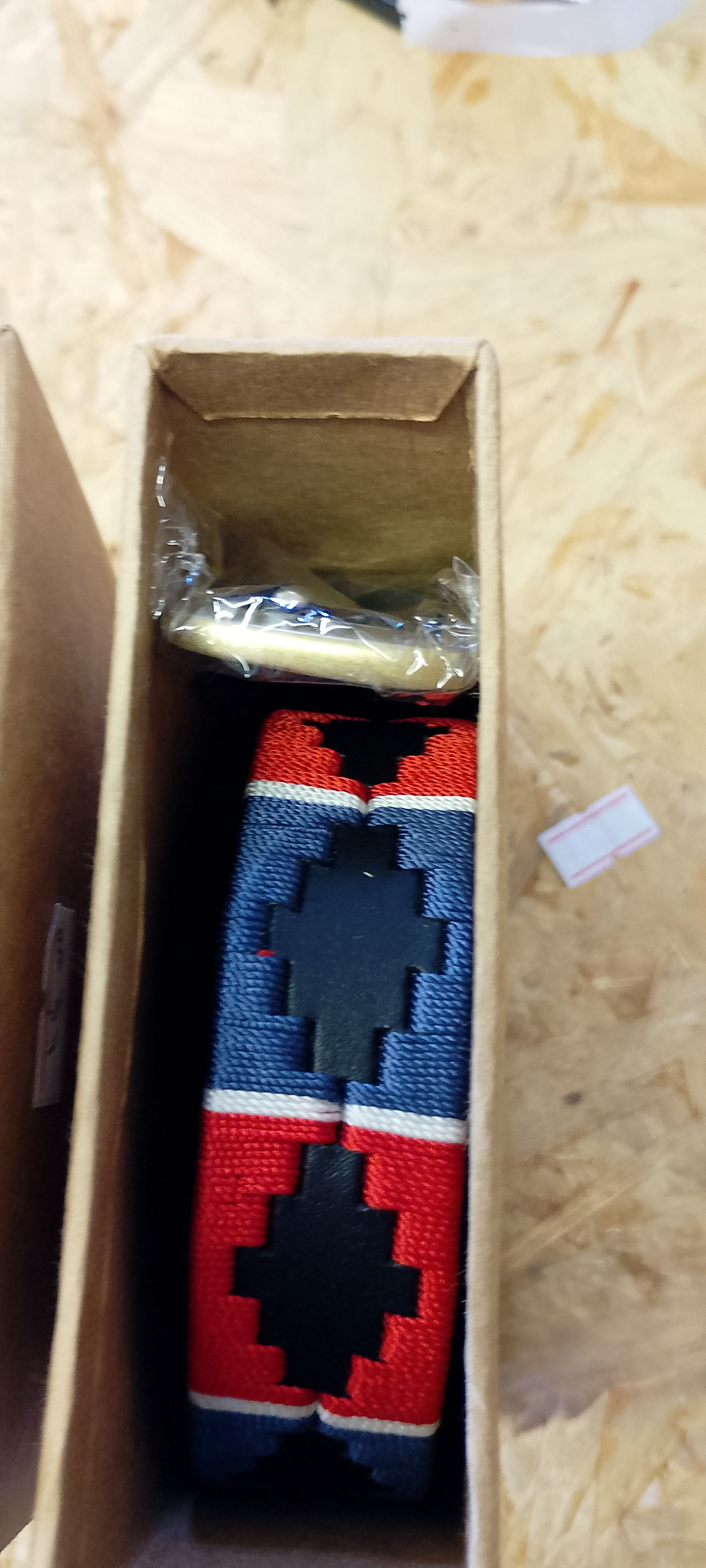 Elano Leather Polo Belt Navy/Red/White 60cm