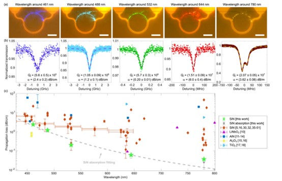ultra-low loss, high-confinement microring resonators across deep visible to near-infrared wavelengths: