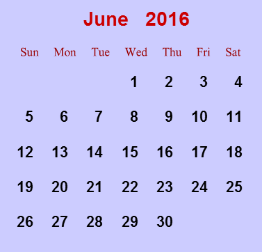 Calendar of Events