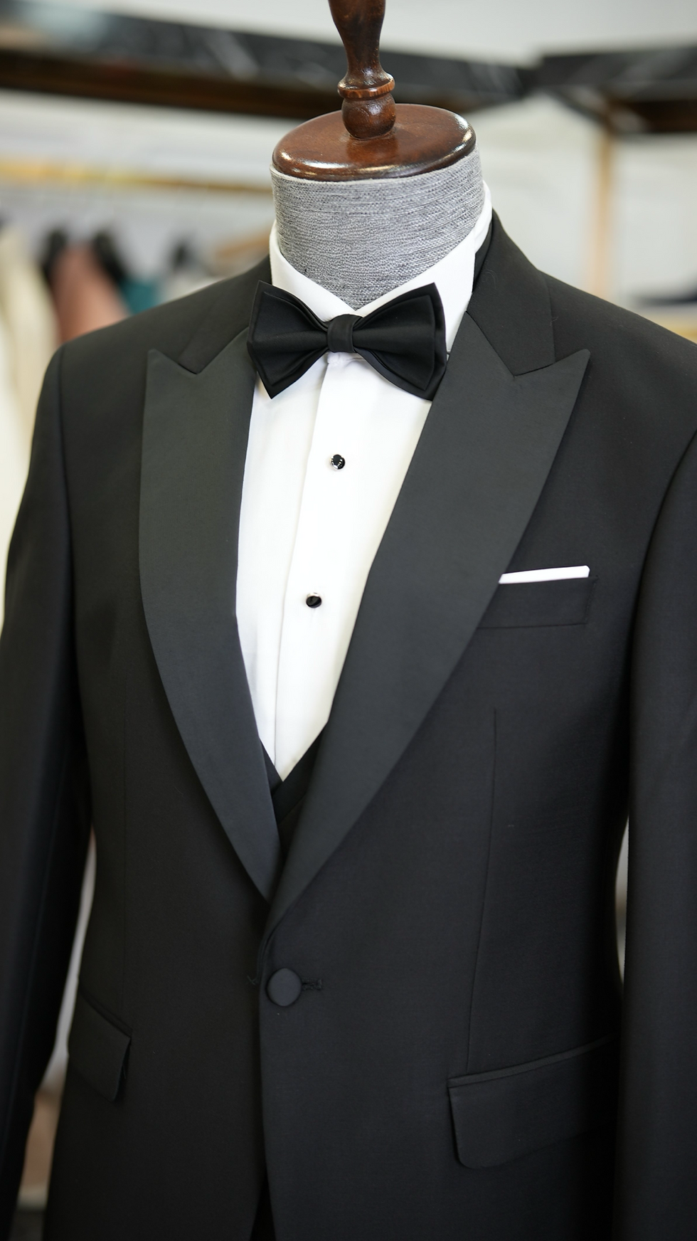 Thumbnail: Tuxedo Wedding Suit | Black Wedding Suit with Peak Lapel