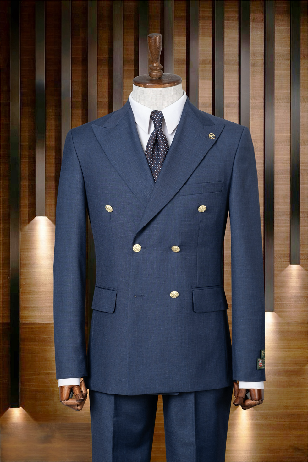 Navy Double Breasted Suit | Double Breasted Suit with Golden Buttons