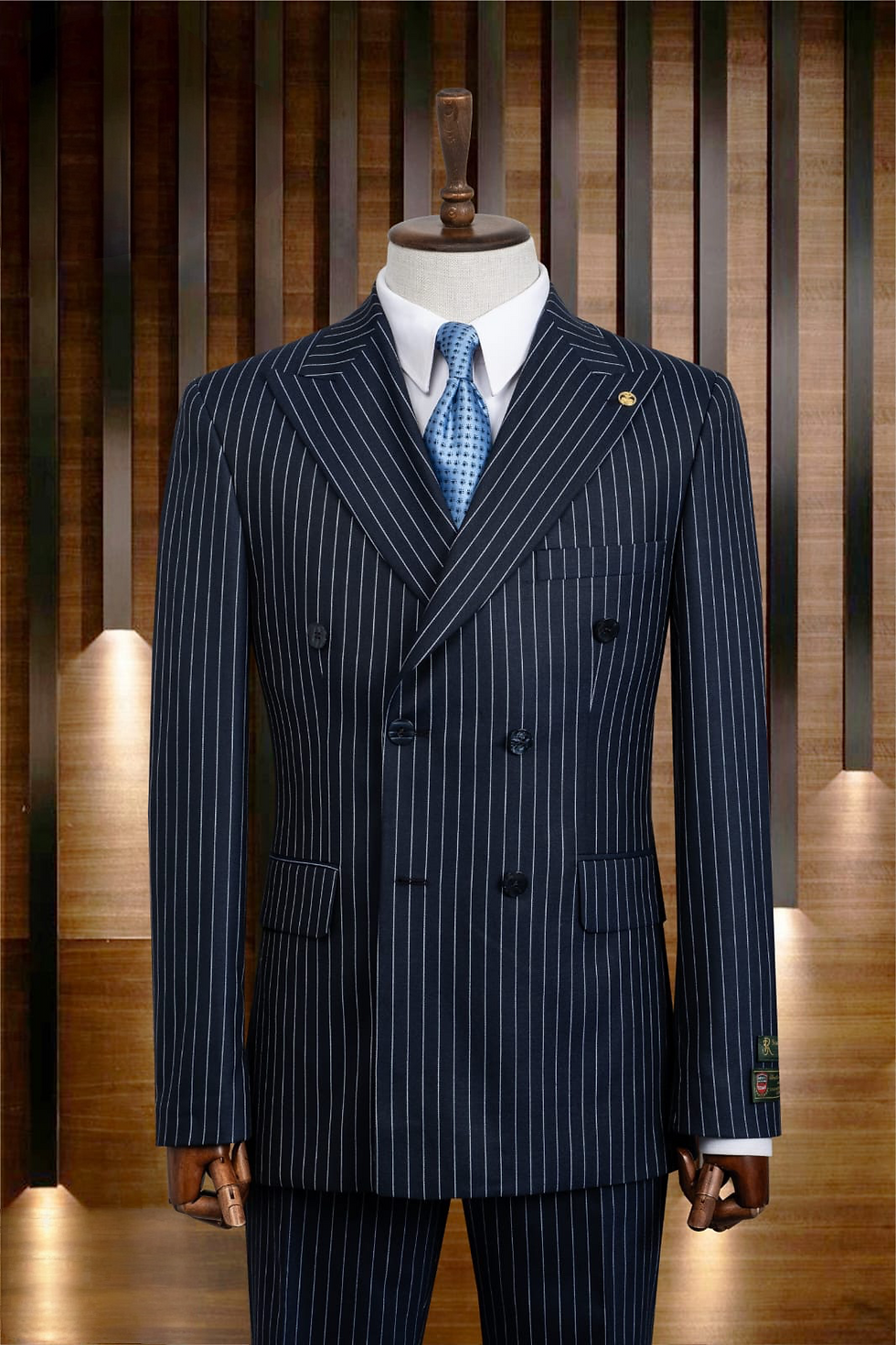 Dark Navy Pinstripe Double Breasted Suit | Pinstripe Double Breasted Suit