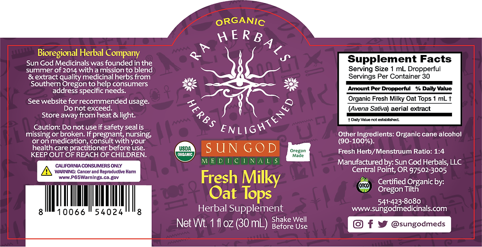 Thumbnail: Ra Herbals Certified Organic Fresh Milky Oat Tops Tincture