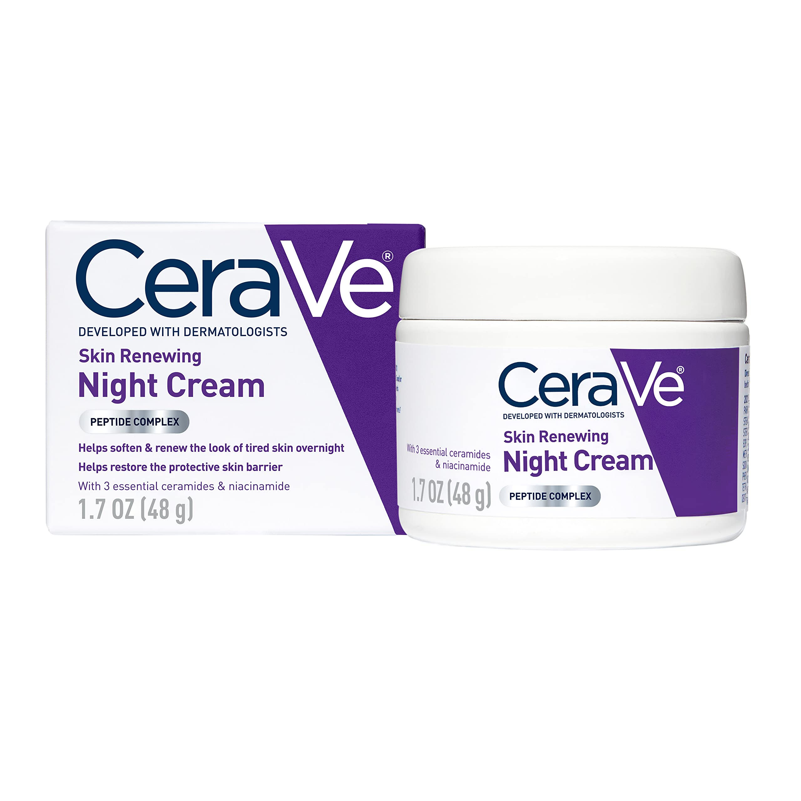 CeraVe Skin Renewing Night Cream Niacinamide Peptide Complex and Hyaluronic Acid