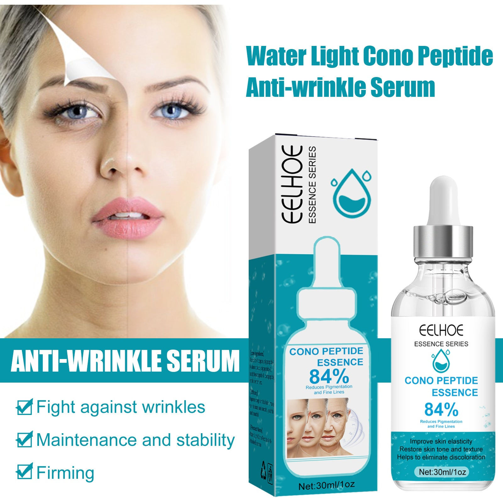 EELHOE Hydroconus Peptide Anti-Wrinkle Serum, Skin Repair Crow's Feet Law Firmin