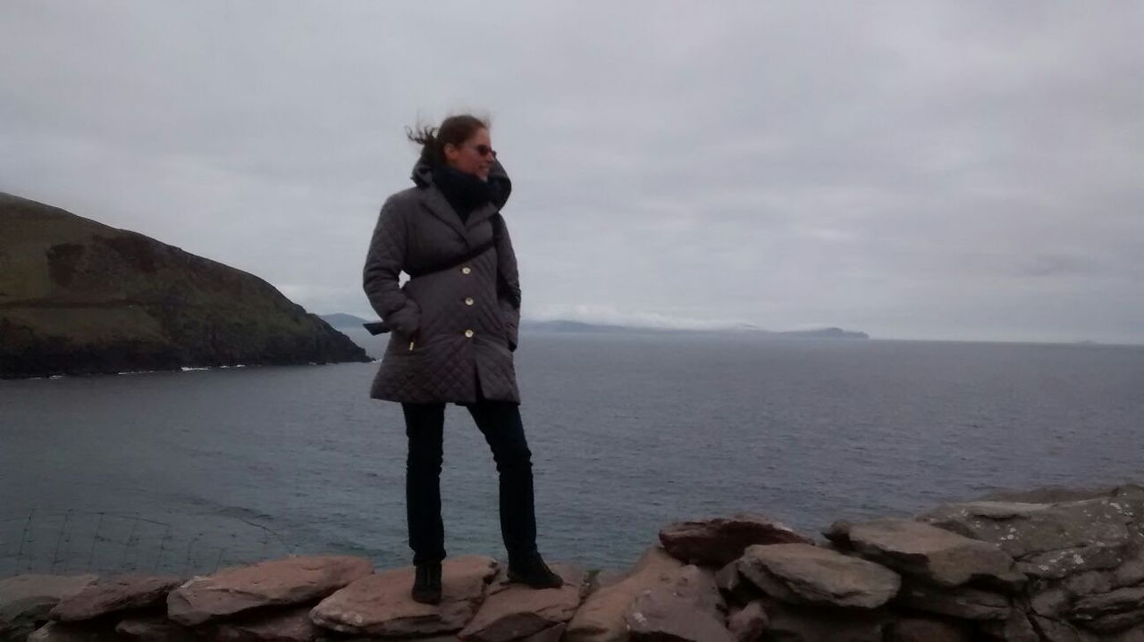 The Travelling Ladybug looking out at the Atlantic Ocean.