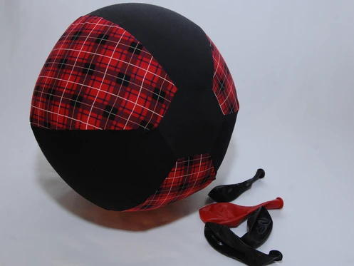 red plaid fabric covered