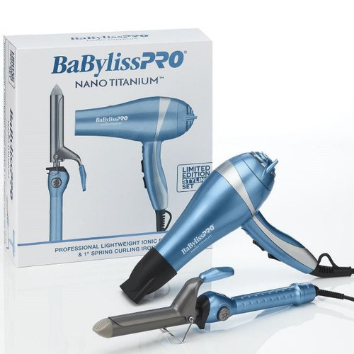 Babyliss Pro Nano Titanium Lightweight Ionic Hair Dryer & 1" Spring Curling Iron