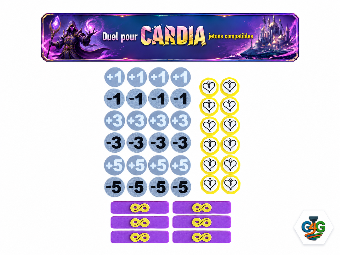 Duel pour Cardia – Jetons compatibles