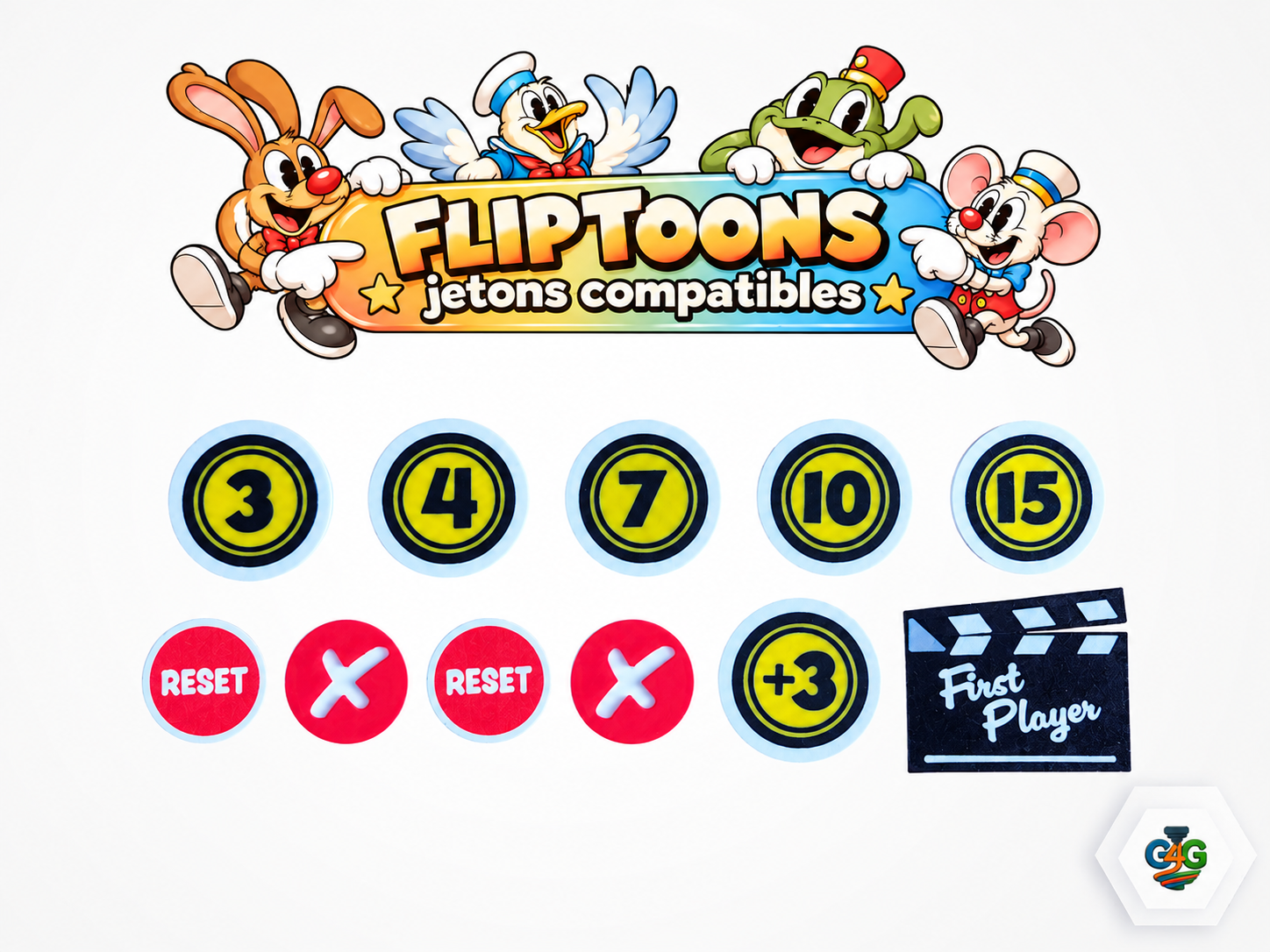 FLIPTOONS – Mise à niveau des jetons - Jetons 3D compatibles