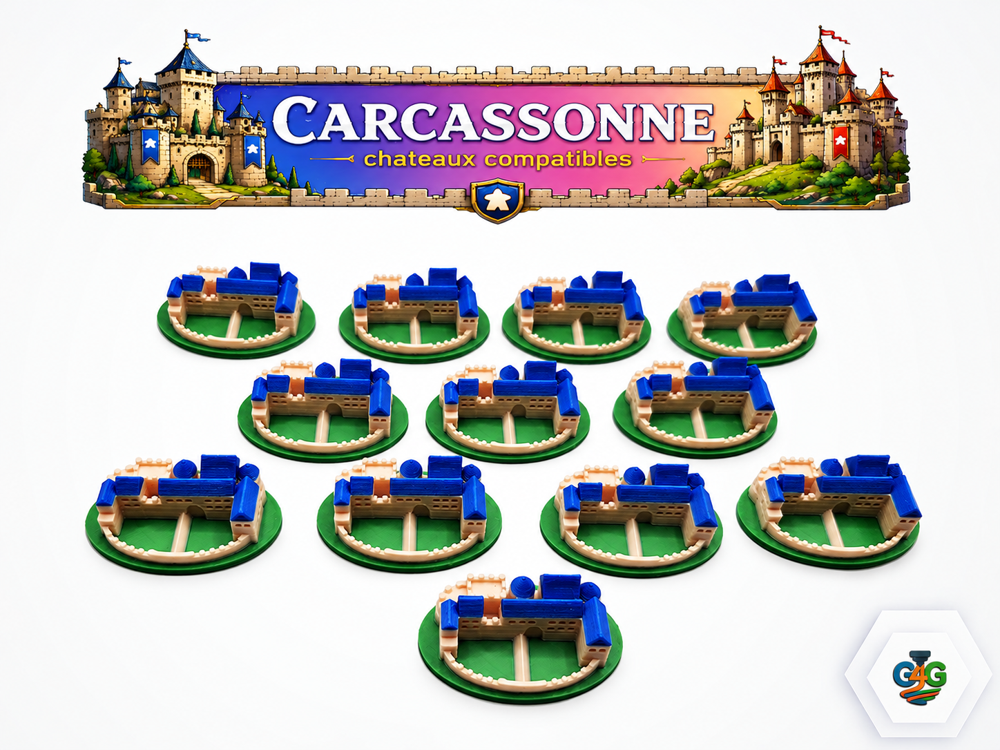 Carcassonne - Chateaux pour l'extension 8 - Ponts, Forteresses & Bazars