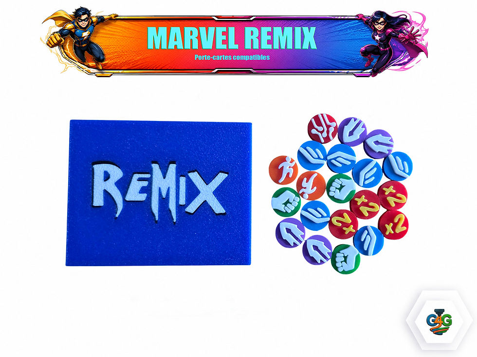 Marvel Remix – Jetons Badges + Boîte de Rangement par goodies4games.com