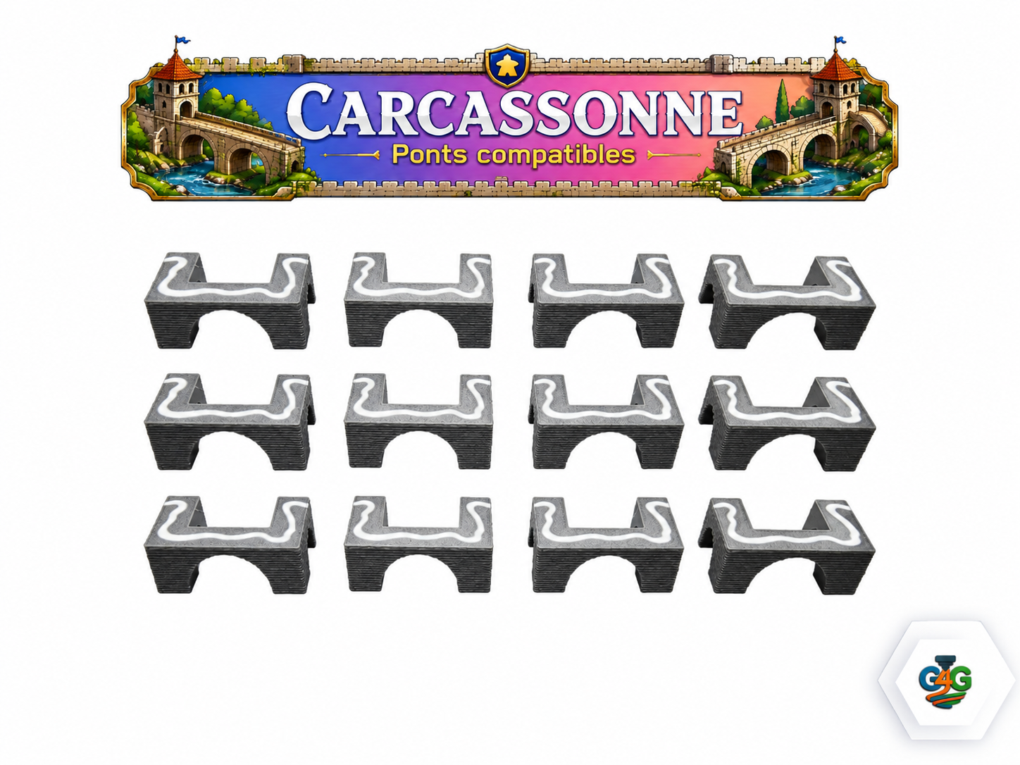 Carcassonne - Ponts pour l'extension 8 - Ponts, Forteresses & Bazars
