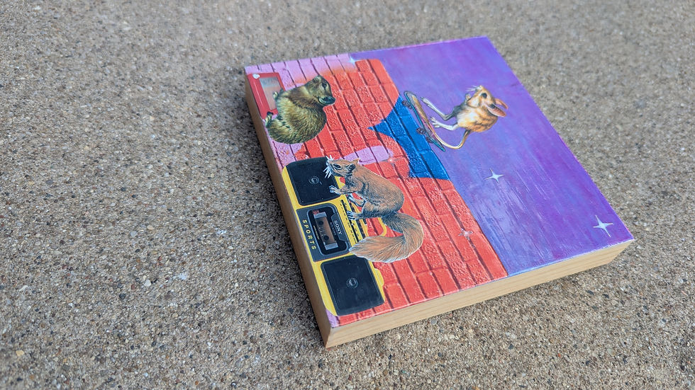 Thumbnail: Ratical - original hand cut mixed media collage on 5" x 5" wood canvas