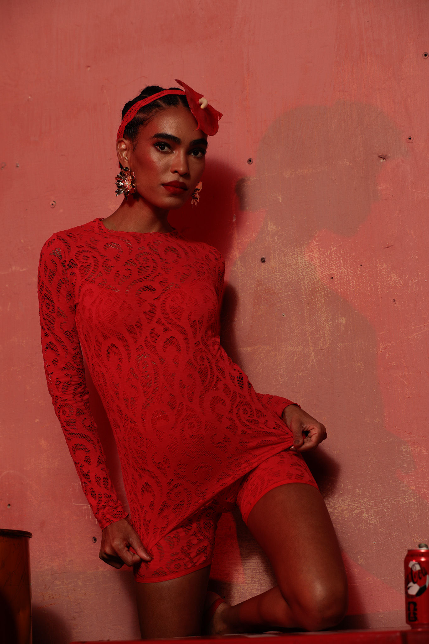RED LACE SECOND SKIN TOP