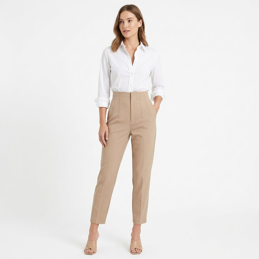 calça lapis kaki reta