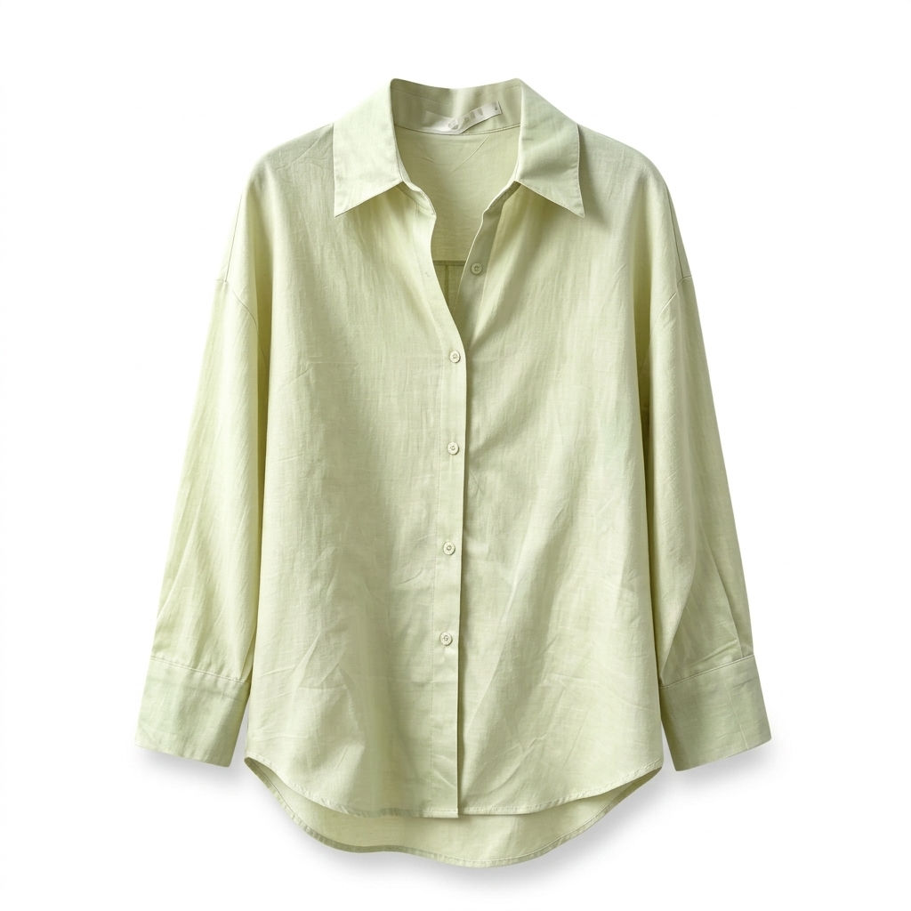 Camisa de linho e algodão feminina em modelagem soltinha